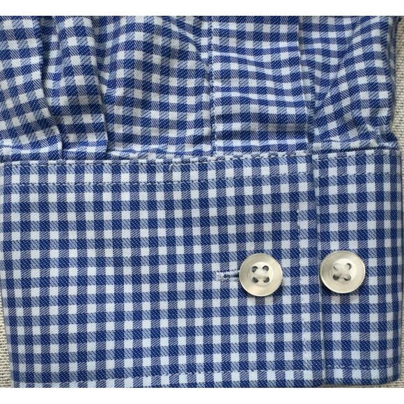 Michael Kors Mens Regular Fit Gingham Long Sleeve Button-Up Shirt Size L Blue Wh - Picture 9 of 13